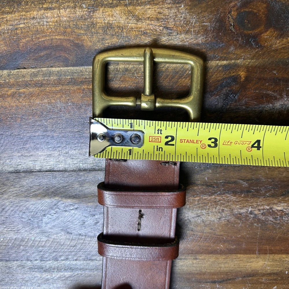 J Crew Genuine Italian Leather Belt Brass Buckle Made in USA Womens L‎ - Picture 12 of 12